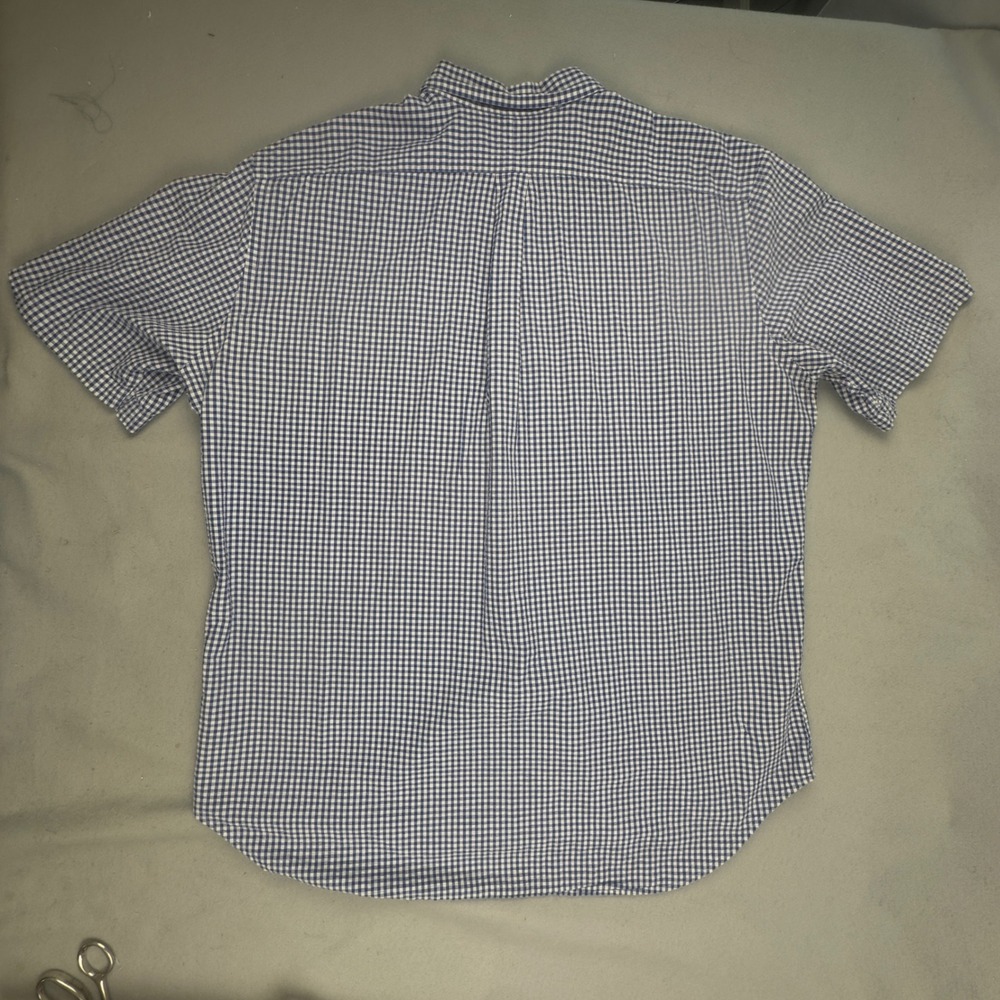 Ralph Lauren Mens 2XLT Tall Blue Gingham Cotton Short Sleeve Button Down Shirt - Picture 9 of 16